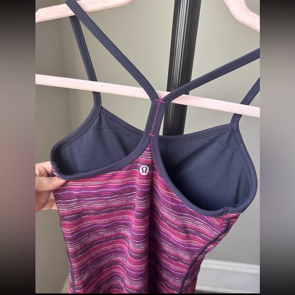 Lululemon Power Y Bra Tank Top | EUC Size 4 Red/Purple Multi stripe - Picture 6 of 7